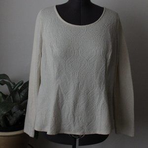 Forever 21+ ivory Embossed Peplum Knit Top 3x